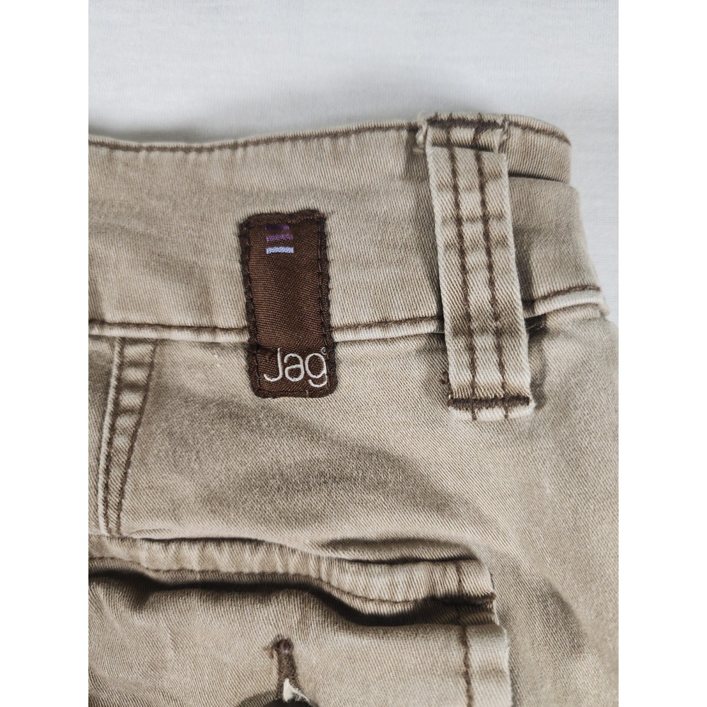 Jag Womens y2K Stretch Wide Leg Utility Pants Tan Khaki Size 8 Patch Pocket Crop - Picture 8 of 9
